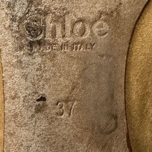 Chloé Women's Lauren Scalloped Suede Leather Camel Tan Ballet Flats Size 37 - Picture 9 of 9